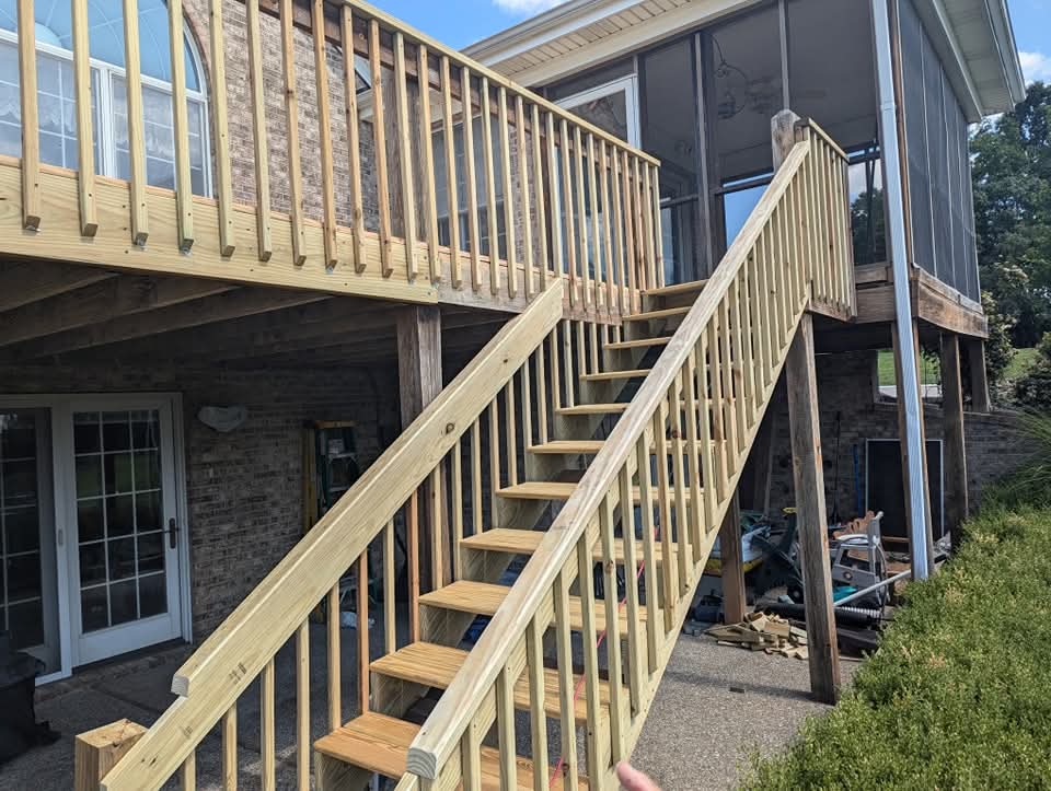 New exterior deck stairs built by East Louisville Handyman
